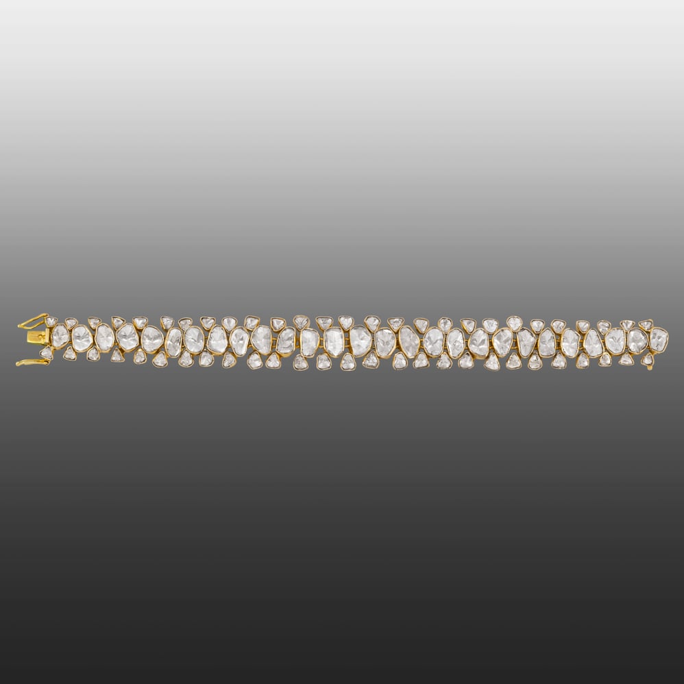 Flexible Linear Polki Bracelet in Open Setting